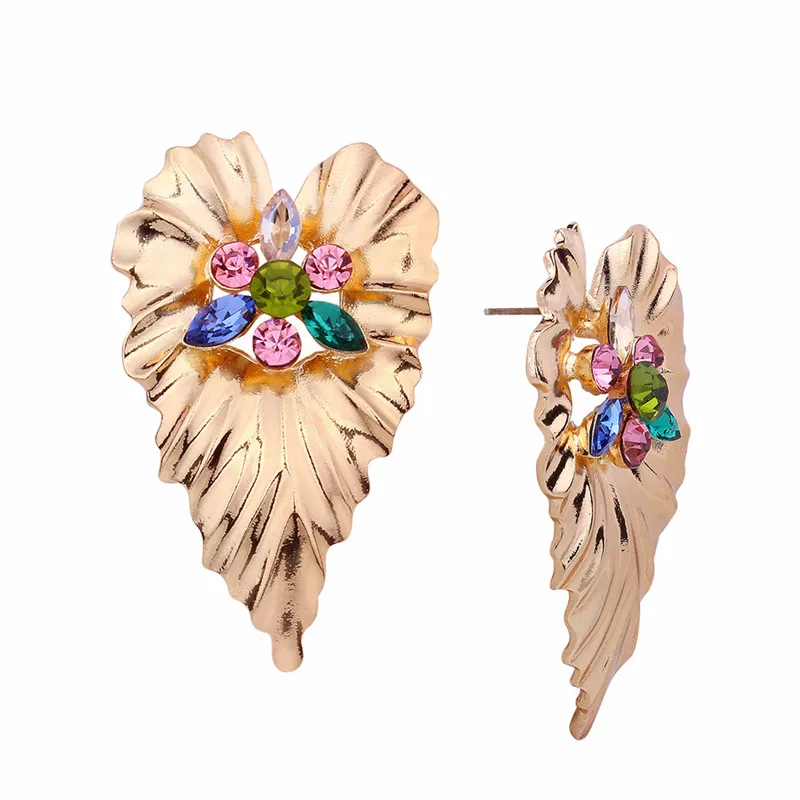 

Leaf Shape Hyperbole Big Earrings for Women Gold Color Earrings 2018 Vintage Large Drop Earrings Wedding Party Jewelry Wholesale