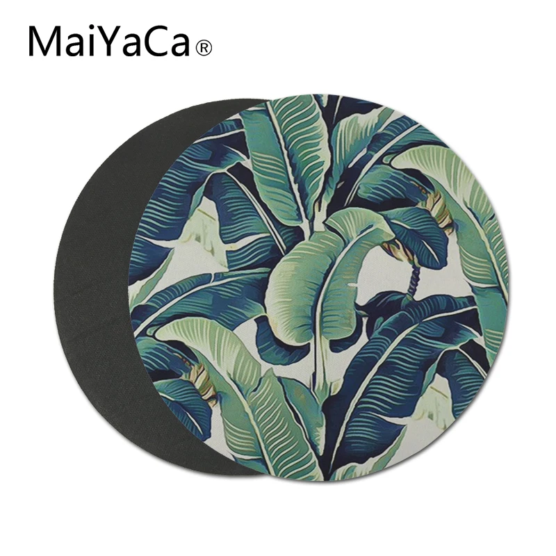 banana leaves prints Round Mouse Pad Non-Slip Rubber Mousepad Gaming Mouse Pads (1)
