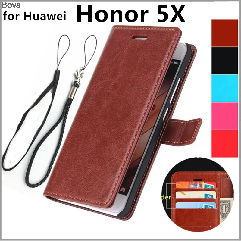Чехол для Huawei honor 5X с держателем карт чехол Honor кожаный телефона Ультратонкий