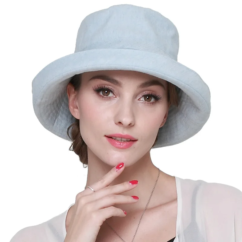 Women Wide Brim Fedoras hat Floppy Cotton Wide Brim Hat Female Fashion UV Leisure Hat Casual