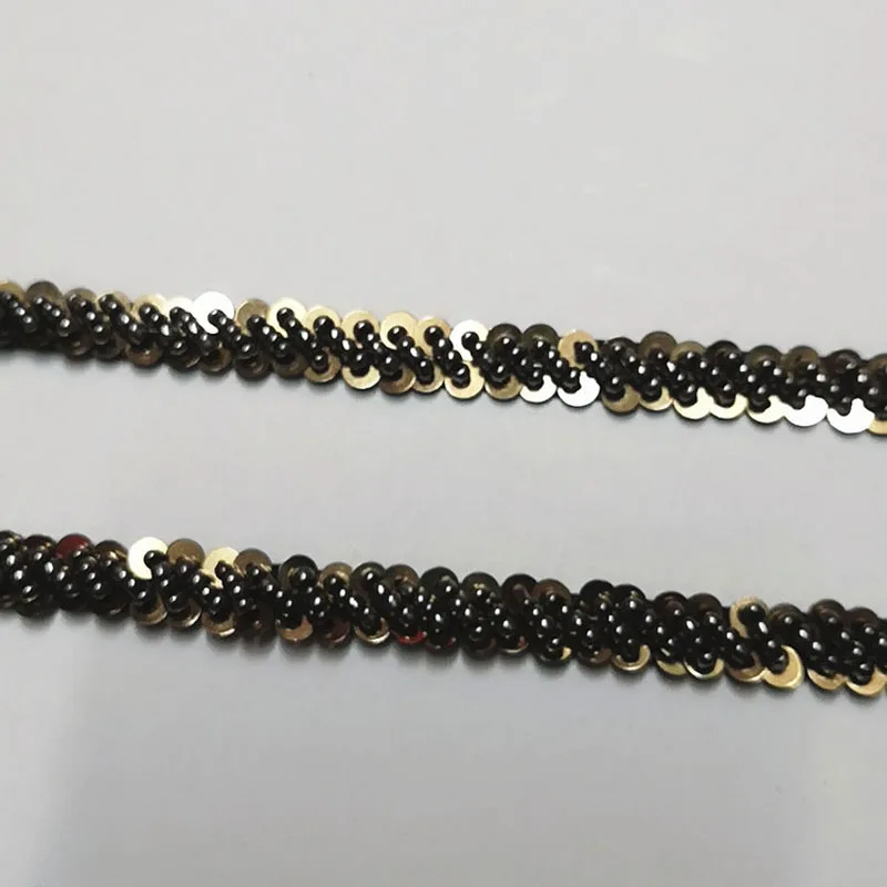 1yard black sequins beaded fringe trim for clothes bags Handmade beading appliques patch diy sewing accessories