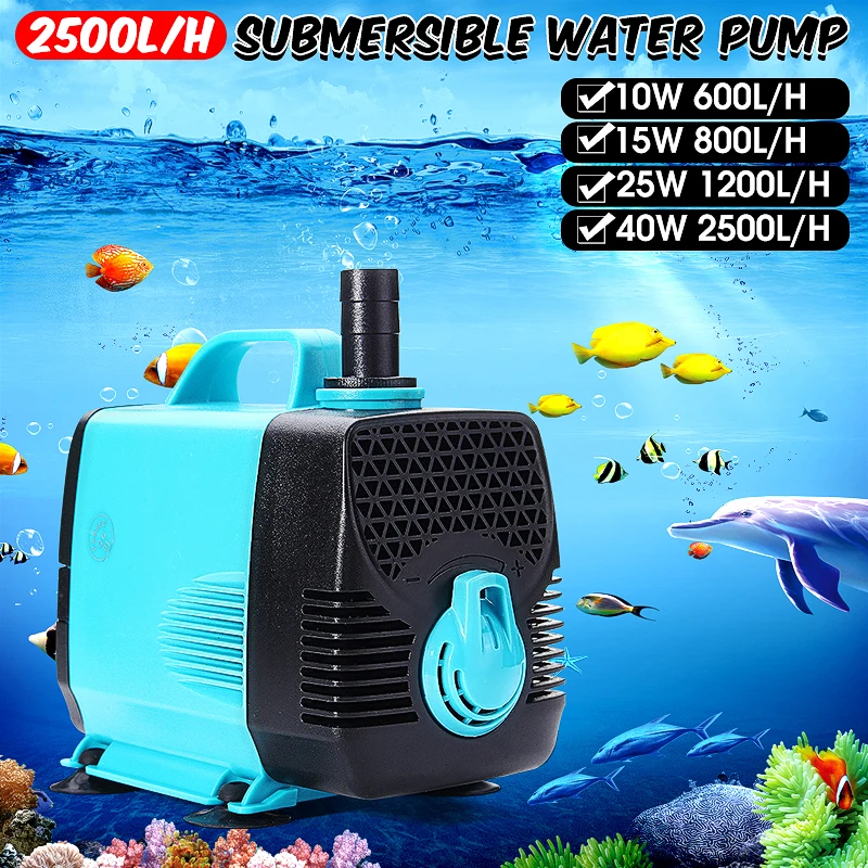

10/15/25/40/55W 600-3000L/H Ultra-Quiet Submersible Water Pump Filter Fish Pond Fountain Aquarium Tank High-lift EU Plug 220V