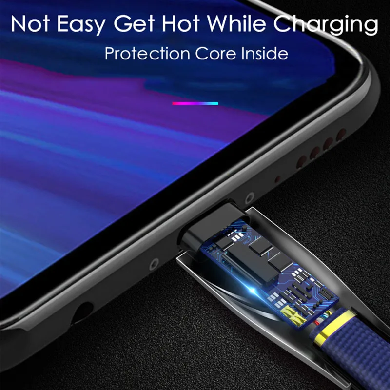 USB кабель из цинка 5 в 2 8a плоский нейлоновый Micro Type C для быстрой зарядки провод Huawei