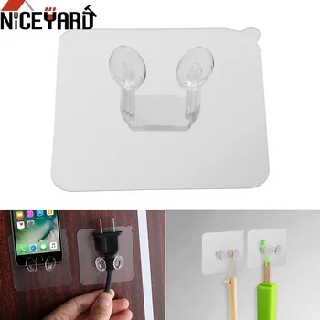 

5pcs Strong Adhesive Hook Wall Mounted Self Sticky Hooks Multi-function Wall Storage Hooks Power Plug Socket Hanger Holder