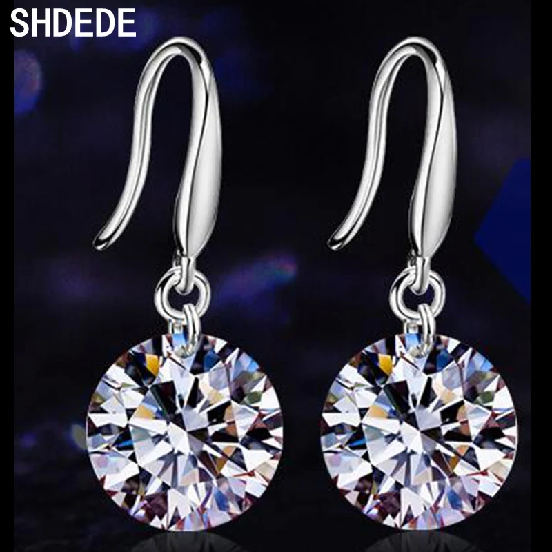 

SHDEDE Clear Cubic Zirconia CZ Crystal Dangle Drop Earrings for Women Fashion Jewelry Valentine's Day Gift *+WHC50