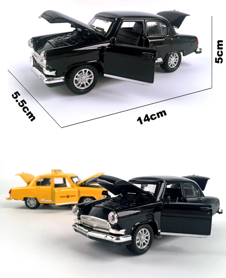 Литая под давлением машина Волга, GAZ-21, 1:32, винтажная классическая модель автомобиля из сплава, коллекционная игрушка для автомобиля со звуком и светом