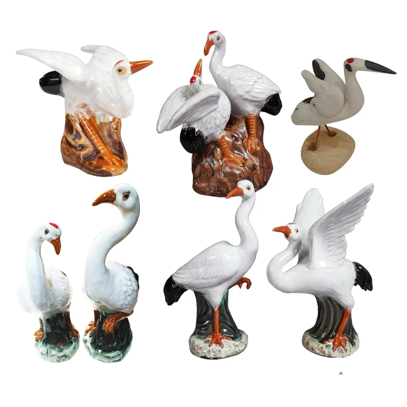 

Home Decoration Crafts Figurines Miniatures Chinese Ceramic crane bird Micro Rockery Bonsai landscape