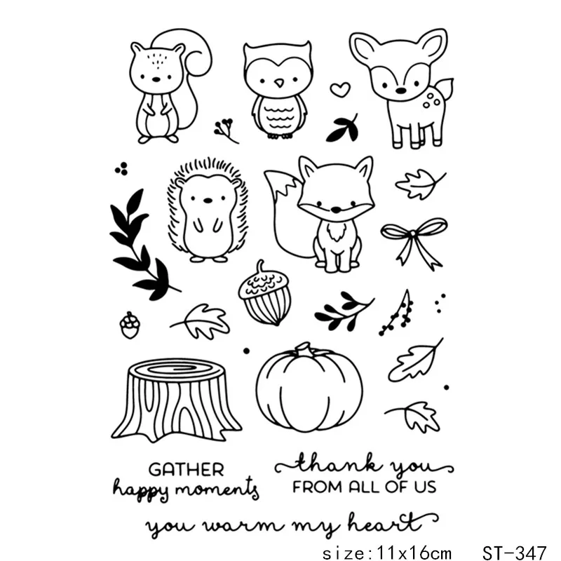 

AZSG Hedgehog and Squirrel Clear Stamps and Cutting Dies For DIY Scrapbooking/photo Album Decorative Silicone Craft Chapte