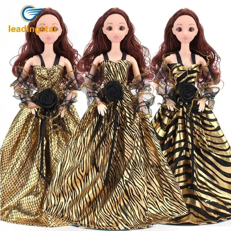 

LeadingStar Gorgeous Gold Party Wedding Gown Princess Evening Dress with Lace Decoration for barbie Dolls zk30