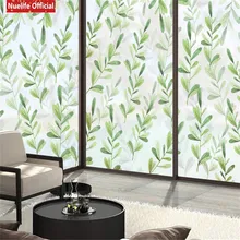 Изображение зеленого листа Электростатическая пленка «замороженное стекло» гостиная спальня ванная комната для детей магазин раздвижные двери ПВХ непрозрачная пленка