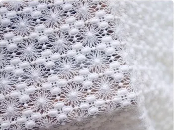 

Off white Lace Fabric, Crocheted Floral Lace, Home Decor 5 yards