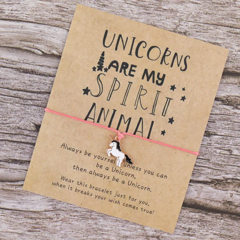 Make A Wish Unicorn браслет желаний единороги Are My Spirit Animal Lucky Red String с единорогом для