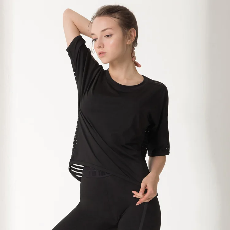 

New Style Women Quick Drying Sports Blouse Shirts Short Sleeves Back Mesh Solid Plus Size Jogging Fitness Shirt Tank Tops