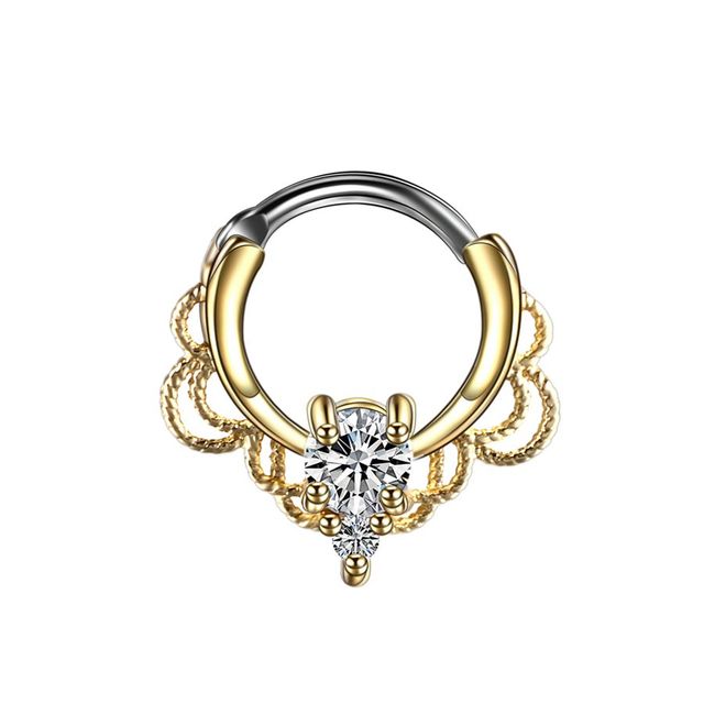 Copper Nose Hoop Septum Rings Crystal Ear Helix Clicker Piercings CZ Cartilage Daith Rook Earring Tragus Piercings Jewelry