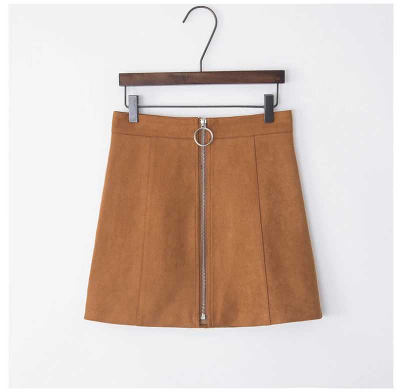 New Autumn And Winter Plus Velvet Women Skirt Front Zipper Short Leather High Waist Women Skirt Club Winter Casual Skirt D8A134 (10)