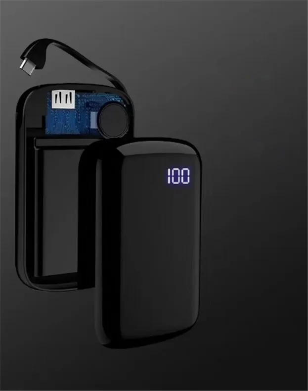 For Xiao Mi 20000mah Power Bank Detachable Cable External Battery Mini powerbank Ultra Thin Portable Charger for iPhone7 8 X