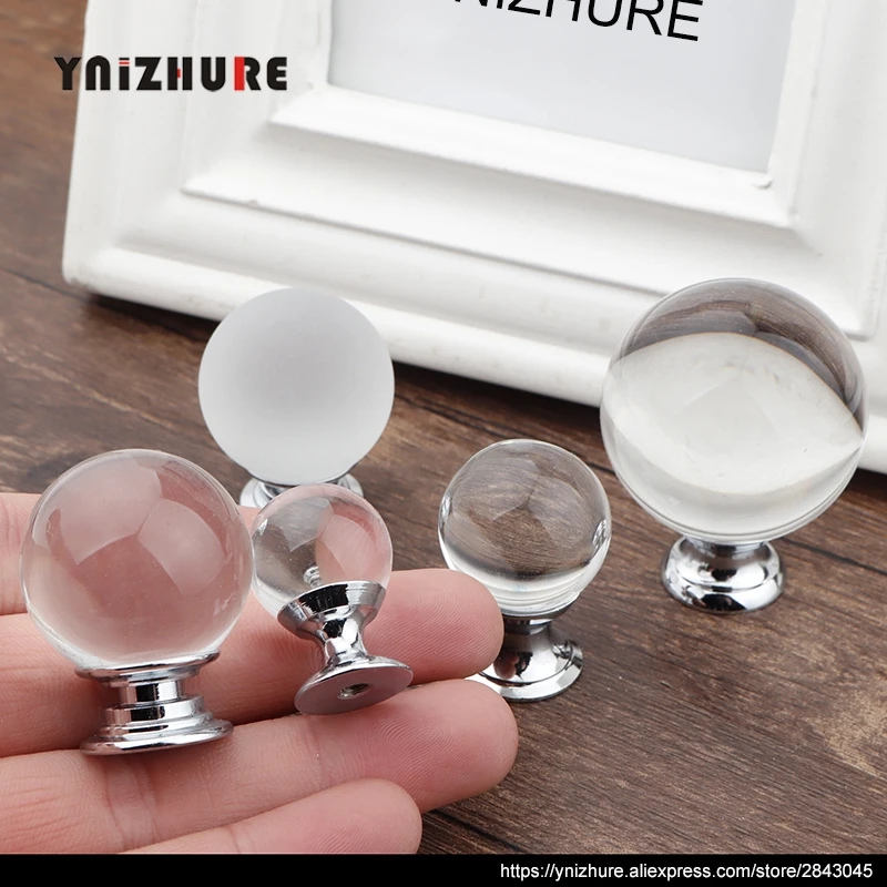 YNIZHURE New Brand 20-40mm Scrub Ball Design Crystal Glass Clear Knobs Cupboard Cabinet Pulls Kitchen Door Handles Drawer Handle ► Photo 3/6