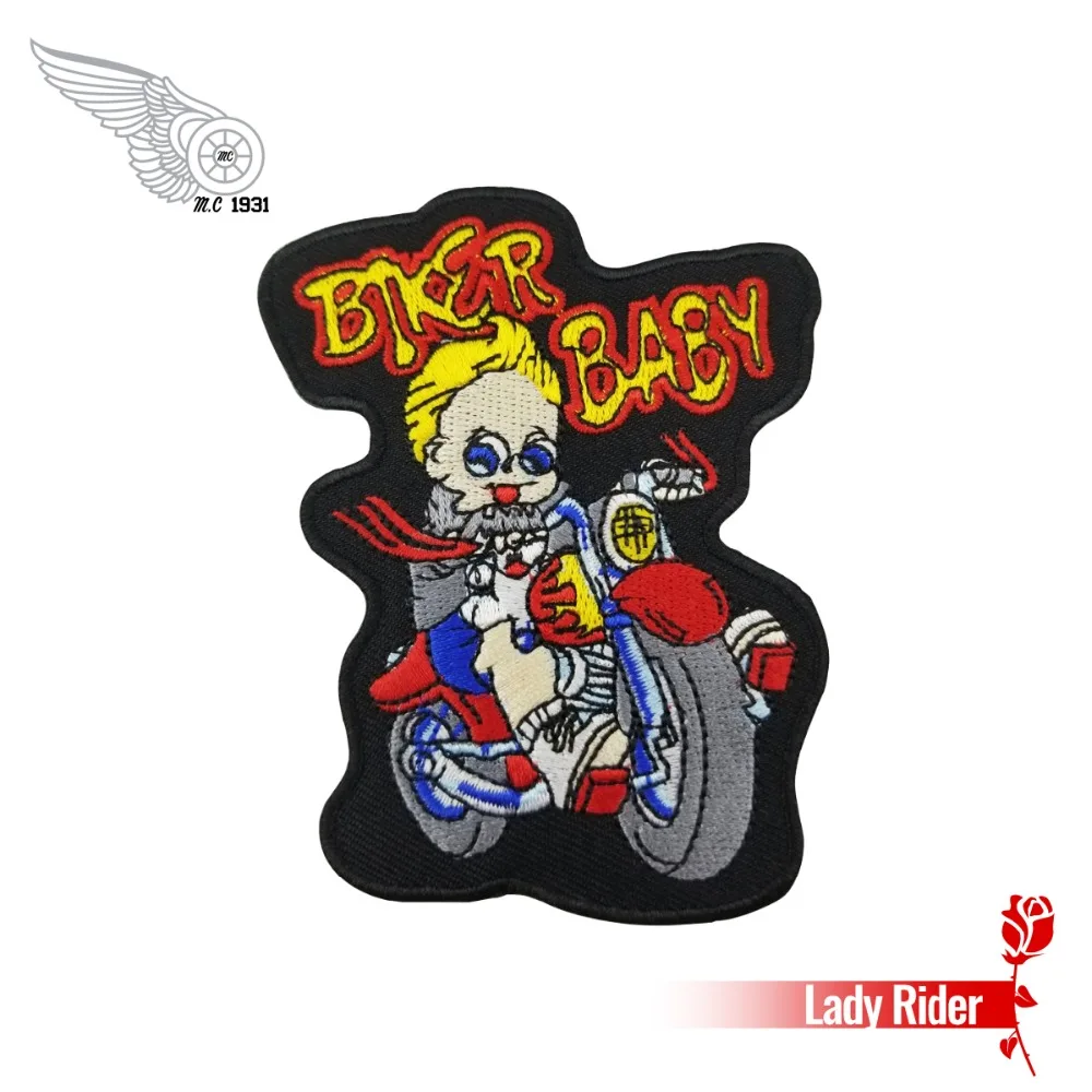 

Cheap Cartoon Biker Baby Little Boy Riding Motorcycle Embroidery Patch Iron on Badge for Kids Clothes 4 Inch Free Shipping