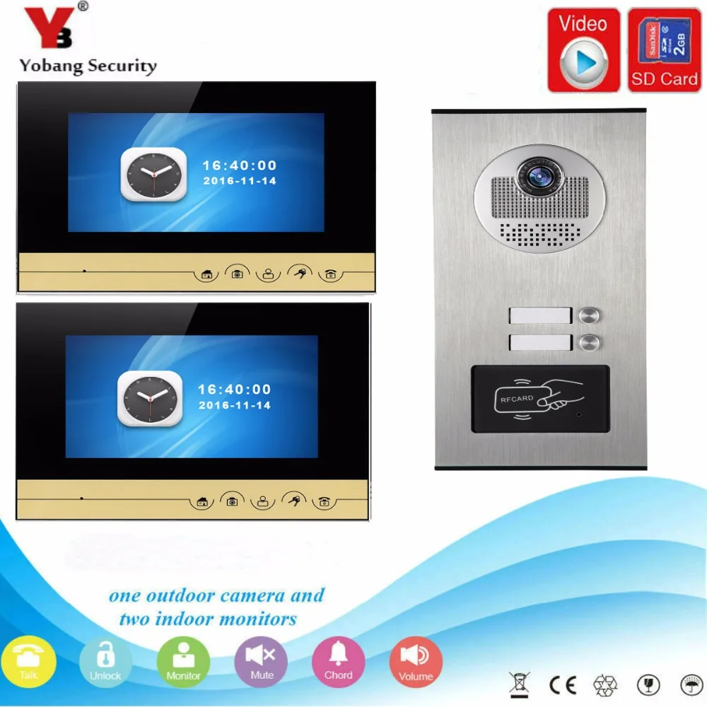 

YobangSecurity Video Intercom 7Inch Video Door Phone Doorbell Chime RFID Access Control With Video Recording Take Photo Function