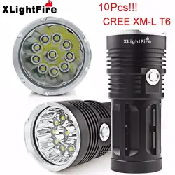 XLight 25000LM 10 x CREE XM-L T6 светодиодный Охота фонарик 4x18650 лампы факел фонарями 18650 Перезаряжаемые Батарея супер bright2018