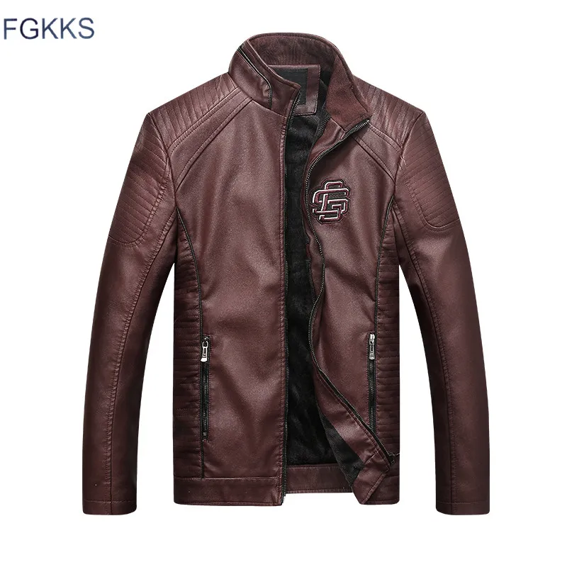 FGKKS, новинка, модный бренд, мужские кожаные куртки, для мужчин, s High Street, кожаная замшевая куртка, для мужчин, s, со стоячим воротником, кожаная куртка, пальто