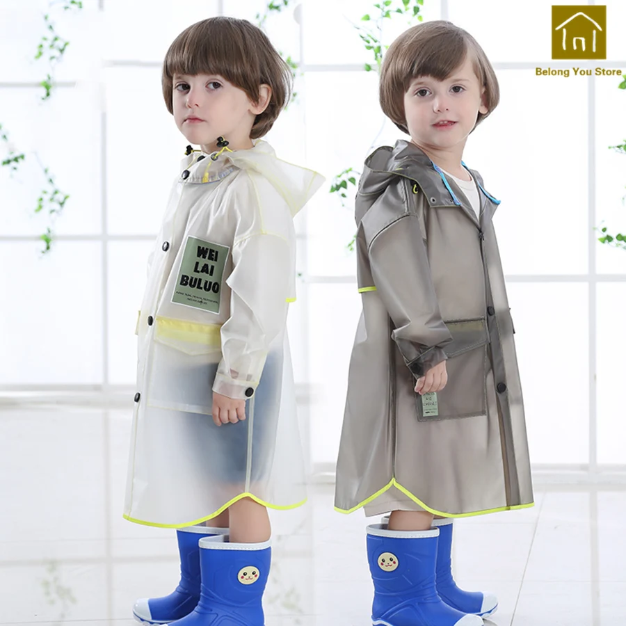 

Children Cute Transparent Rain Poncho Polyester Long Safe Cover Rain Raincoat Vandre Waterproof Raincoats Rain Gear LKR072