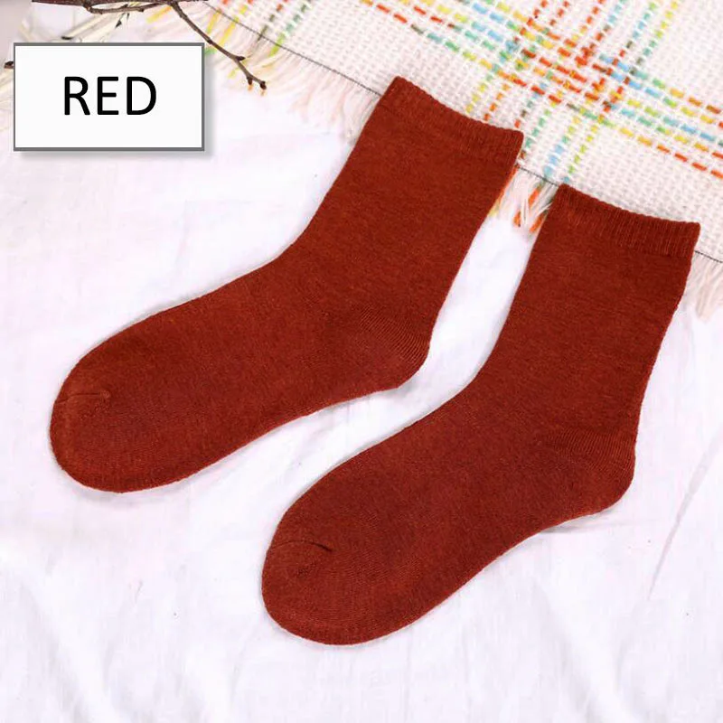 Новые зимние женские плотные теплые носки, хлопковые носки, мягкие, как термо кашемировые носки, женские плотные Повседневные носки, одноцветные носки для девочек - Цвет: red 1 pair