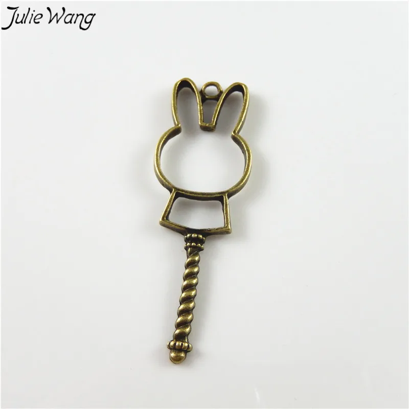 Julie Wang 15 шт полые милый кролик кулон бронзовый тон Шарм Для DIY Винтажные Ювелирные
