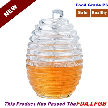 

Honey Pot Jar 265ml Honey Glass Jar Home Kitchen Transparent Honey Jar With Dipper Stick & Lid Non-toxic Storage Bottles