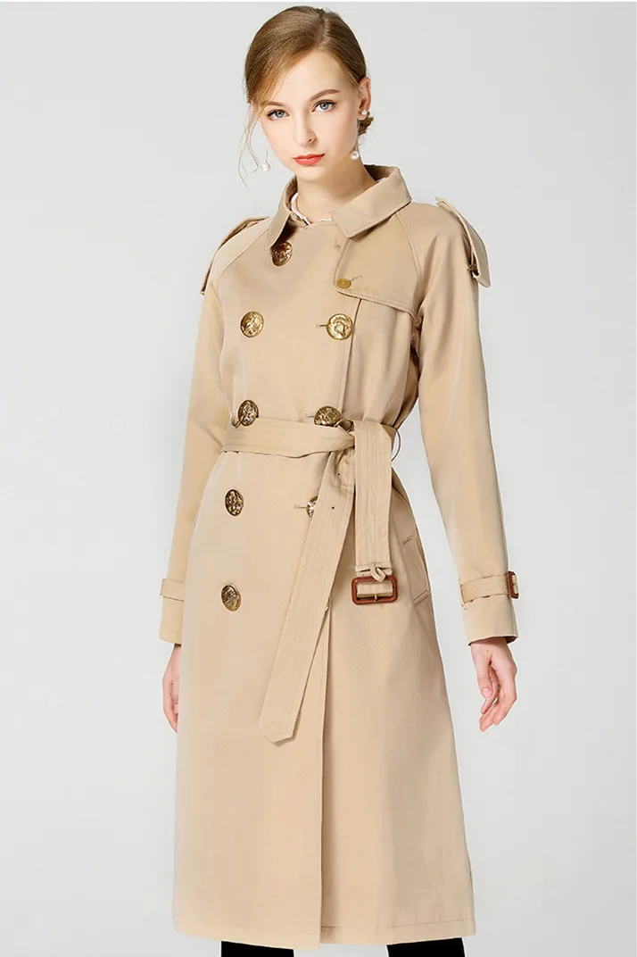Top quality england style Trench coat women's double breasted windbreaker coat Fashion lady elegant belt coat D519