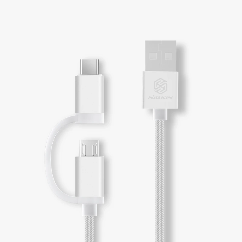 Nillkin 2 в 1 Micro USB + Type C зарядный кабель для передачи данных Xiaomi Pocophone F1 mi 8 Samsung Sony