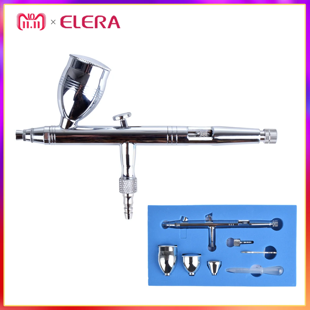 

ELERA Nail Tattoos Spray Compressor Gun Double Action Trigger Air-paint Control 2, 5 &13CC Airbrush Pen body Paint Art