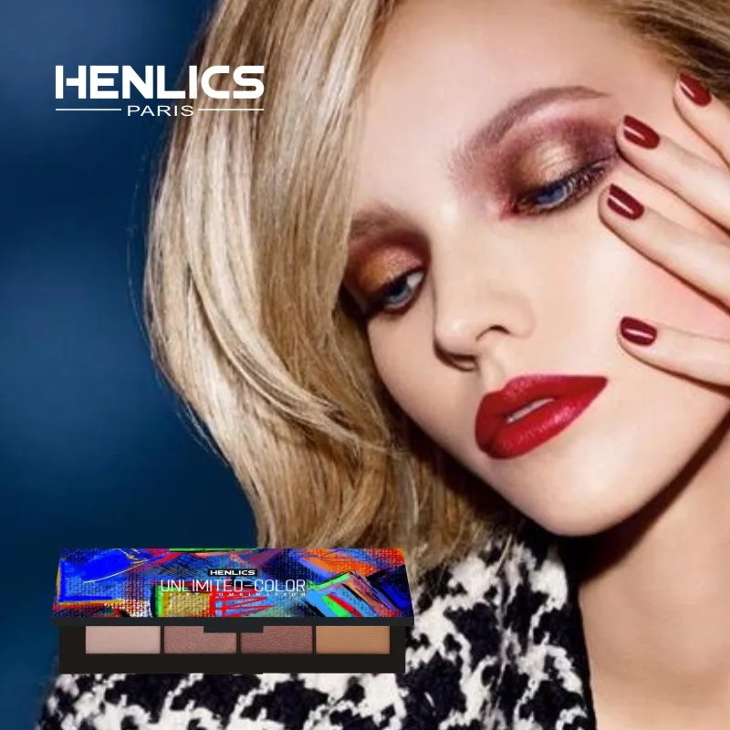 France HENLICS Brand 4 Colors Eyeshadow Palette Glamorous Smokey Eye Shadow Shimmer Colors Makeup Eyeshadow Palette (20)