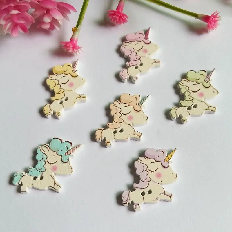 

50pcs Lovely Cartoon style 2 Holes Wood Painting Sewing Buttons for craft and Scrapbooking 21x21mm Sewing Scrapbook Accessories