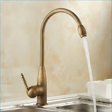 Европейский ретро масло втирают Бронзовый кухонный смеситель, вращающийся латунный кран, одно отверстие холодной и горячей смесителя, J14809