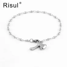 Risul браслеты с украшением в виде топора для женщин и девочек 17/18/19/20/21 см цепь шариковой связи летний браслет из нержавеющей стали, ювелирное изделие, подарок