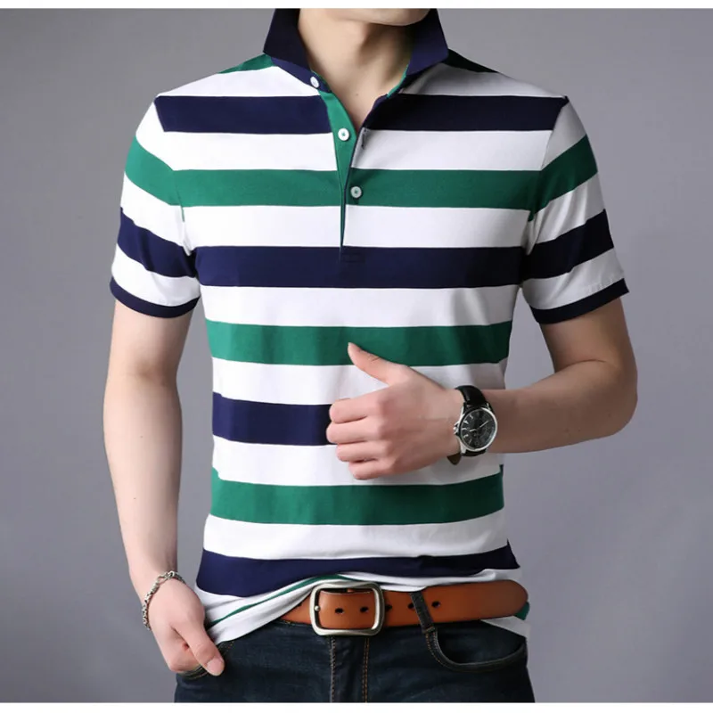  new male full cotton stretch slim short sleeve polo shirt men fashion cotton short sleeve horizonta