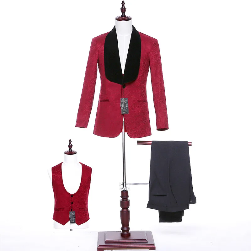 #^Special Price Новые итальянские мужские классические костюмы, бордовая Цветочная куртка + жилет, мужские костюмы для выпускного вечера, свадебный смокин... #^Special Price Новые итальянские мужские классические костюмы, бордовая Цветочная куртка + жилет, мужские костюмы для выпускного вечера, свадебный смокин...