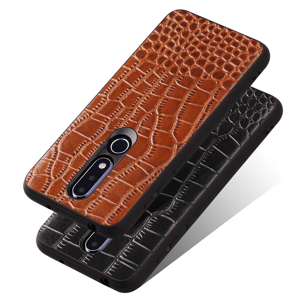 

CoolDeal For Nokia X6 2018 case Business Crocodile Geunine Leather Hard Back Cover For Nokia X6 2018
