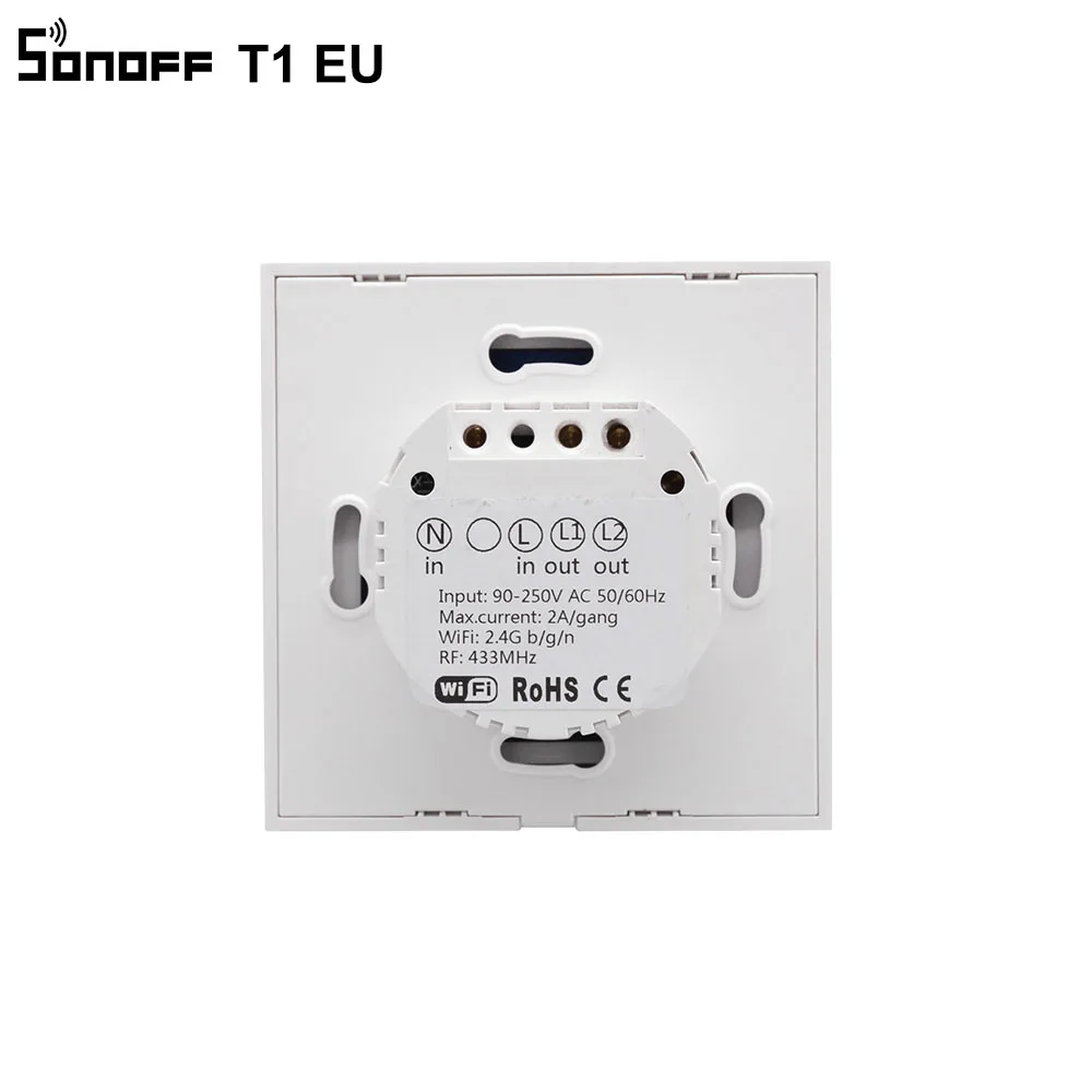 Sonoff T1 UK/EU WiFi RF/APP/Сенсорный настенный светильник, переключатель 1, 3 банды, 86 Тип, панель, умный сенсорный светильник, переключатель для умного дома