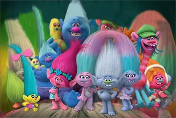 

Colorwonder Trolls Movie Photography Background Princess Bobby with Her Friends 7X5ft Colorful Hair World Backdrop for Newborn