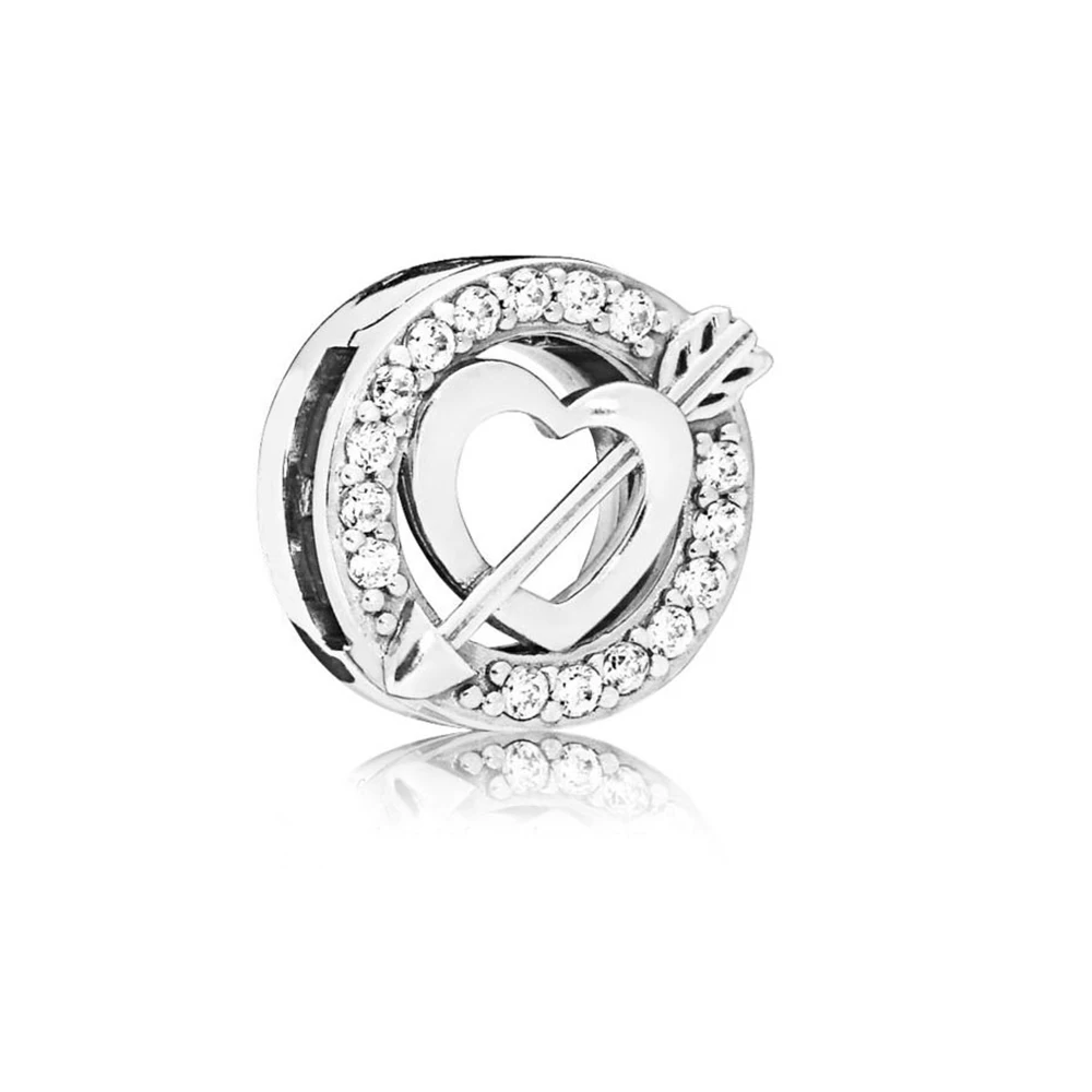 

Kristie 2019 Valentine's Day 100% Sterling Silver New Reflections Asymmetric Heart And Arrow Clip Charm Present Birthday