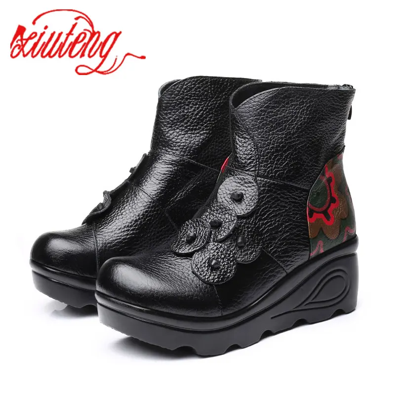 Cena Xiuteng śniegowe buty damskie zimowe buty pluszowe buty kobiece wysokiej jakości botki 2019 gorąca platforma ciepłe botki kobieta