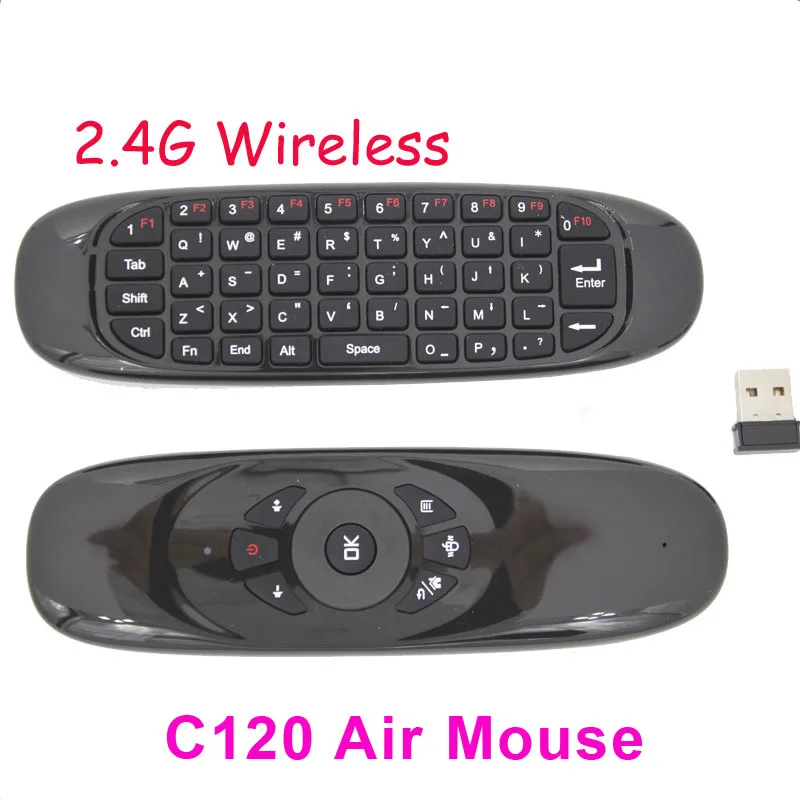 

DHL 10pcs Gyroscope 2.4GHz Mouse C120 Air Mouse Rechargeable Wireless GYRO Air Fly Mouse Keyboard for For Smart Tv Box Mini PC