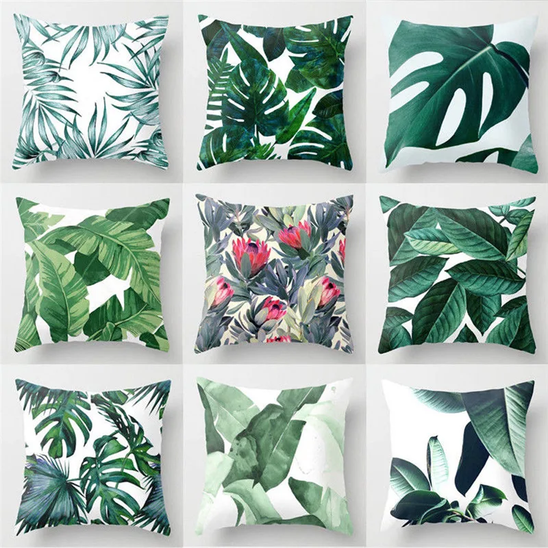 

Floral Tropical Plant Leaves Pillow Case Cushion Cover Home Decor Sofa Car Cushion Cover Hot Sale