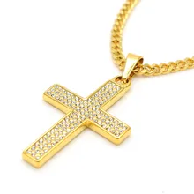 18 K oro del taladro del sistema jesús colgantes la alta calidad Hiphop moda franco 70 cm largo collar de cadena del oro hombres bijouterie