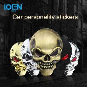 

Car Personality Modified Metal Zinc Alloy Stickers Skull 3D Emblem Badge Decal Car Styling Accessories