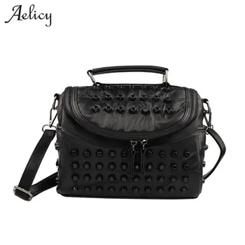 

Aelicy Fashion Designer Luxury Women Genuine Leather Bag Sheepskin Messenger Bags Female Sheepskin Rivet Shoulder Bag 1024