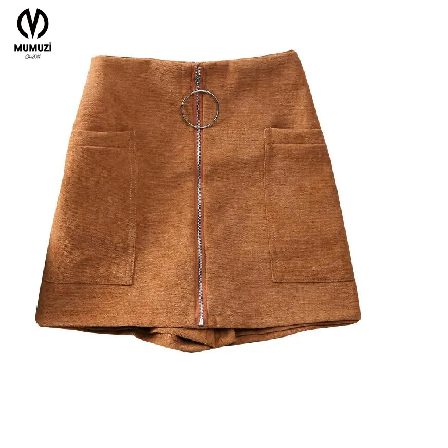2017 Women Shorts Wide Leg Womens Cotton Blends Shorts High Waist Front Zipper Shorts with Pockets Sexy Mini Shorts Skirt