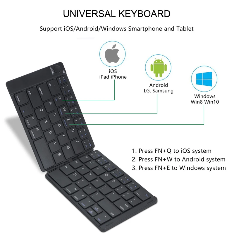 Koop Avatto Zacht Leer Draagbare Engels Bluetooth Draadloze Opvouwbare Mini Toetsenbord Voor Ios, Android Tablet, Ipad, Telefoon